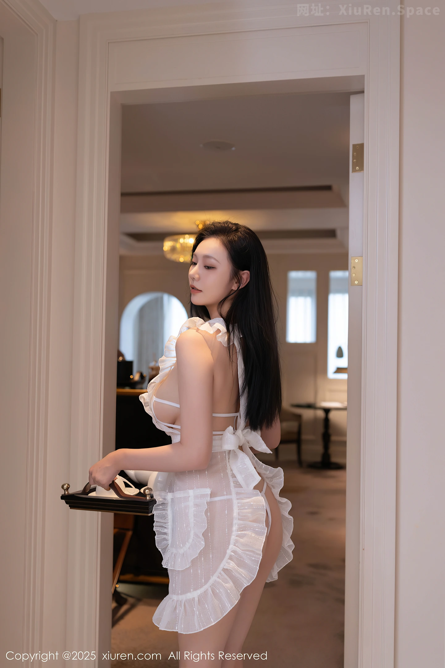 图片[2]-[XiuRen秀人网] VOL.9821 模特安然anran性感白色情趣女仆服露白色内衣秀曼妙身姿诱惑写真80P-秀人网官方网站